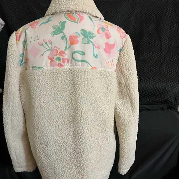 Coach Cream Teddy Jacket with Pastel Patterns